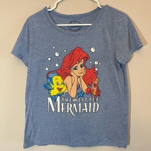 Disney Women’s The Little Mermaid Heather Blue Short-Sleeve Tee Size Large